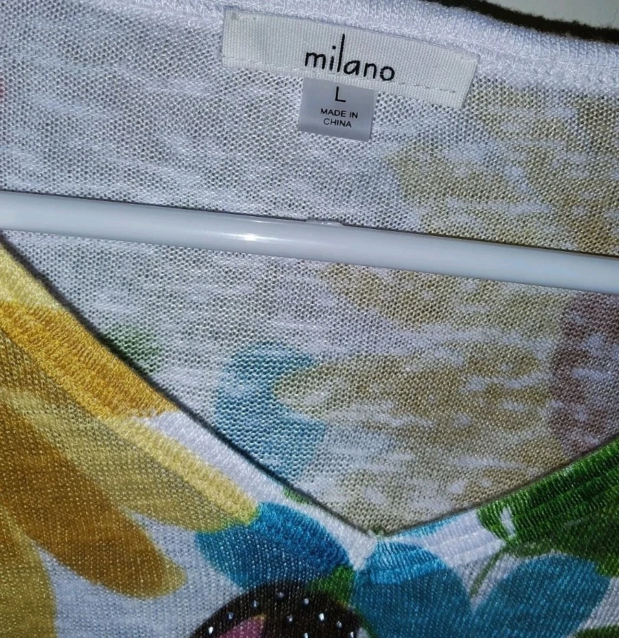 Milano женщин бабочка со стразами верхний L длинным рукавом полиэстер большой v-образным вырезом - Изображение 3 из 4