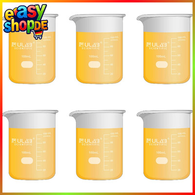 Glasbecher-Set Borosilikat 100ml Niedrige Form mit Graduierung 6er-Pack