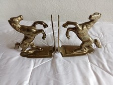1 Paar Edle Alte Buchstützen (Steigende Pferde) Massiv Messing Vintage