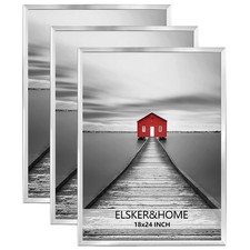 ELSKER HOME 18x24 Poster Frame 3 Pack, Silver Picture Frame for Wall Mounting, S