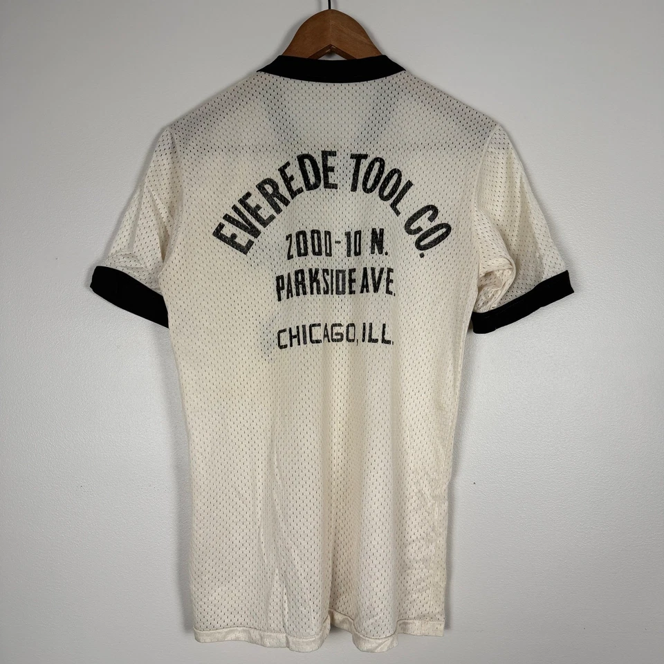 Jersey de malla de béisbol Playboy Bunny vintage años 70 blanco crema mediano Foto 2 de 4