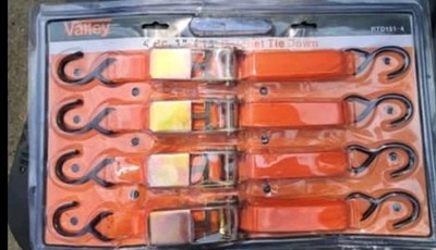 Valley 4 Pack 15ft x 1 Inch Ratcheting Tie Down Ratchet Strap