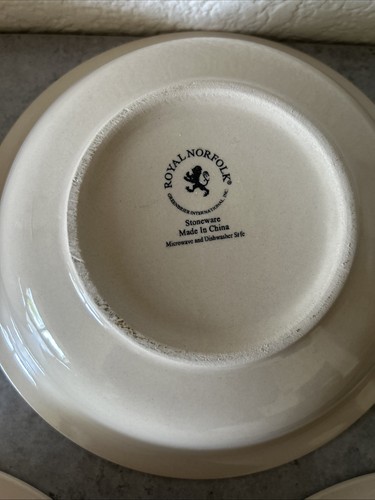 Lot of 4 Royal Norfolk Mambo Striped Blue Center Cereal Soup Bowl Fiesta 7-3/8” - Picture 6 of 6