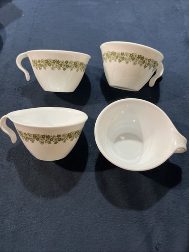 Set of 4 Vintage Corelle Spring Blossom Crazy Daisy Hook Handle Coffee Cups - Picture 9 of 18