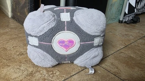 Rare Companion Cube Plushy Portal HAS WEAR - product listing photo