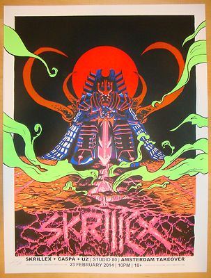 2014 Skrillex - Amsterdam Silkscreen Concert Poster by Tim Doyle s