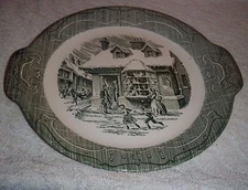 REPLACEMENT Green Handled Cake Serving Plate The Old Curiosity Shop 11 1/4" 
