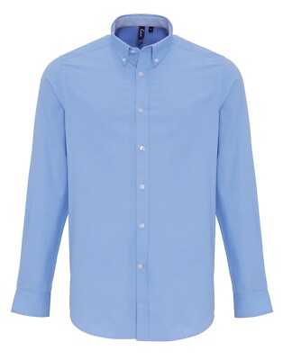 Herren Gestreiftes Hemd Langarm Oxford Button Down Pflegeleicht Büro Arbeit Freizeit