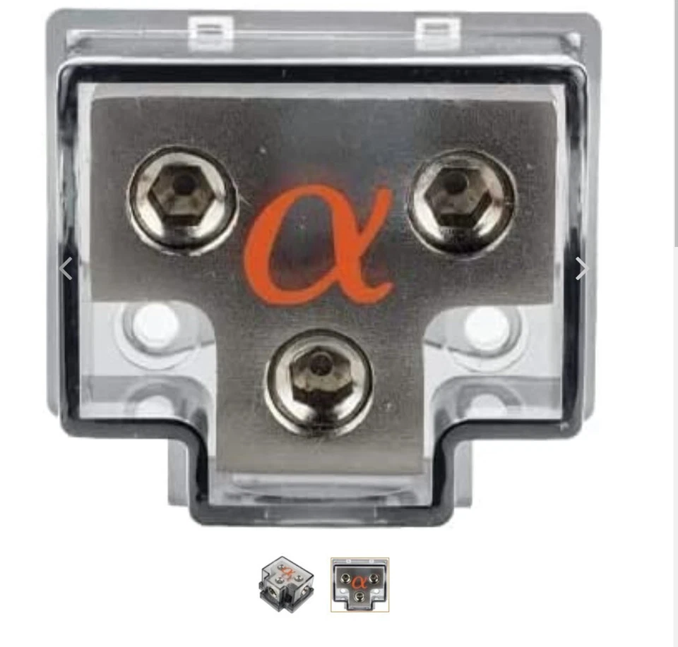 ALPHASONIK 1 in 2 Out Nickel Plated Distribution Block - ADB20-204 - Image 2 of 2