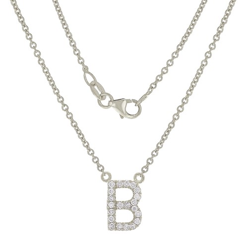 14k Yellow White or Rose Gold Diamond Initial Letter B Pendant Necklace 18" - Picture 5 of 18