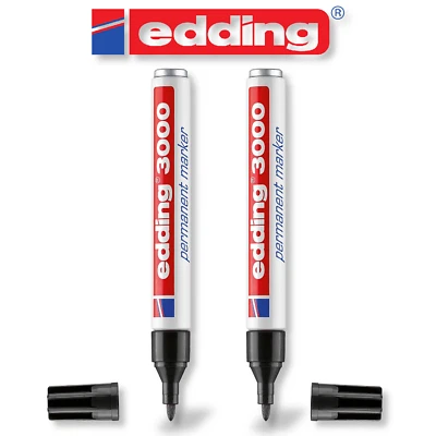 Edding 3000 schwarz Permanent Marker Stift wasserfest 2 Stück