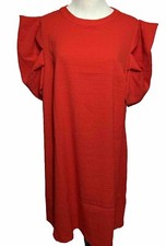 Women’s SheIn Curve 1XL Red Dress Short Decorative Wide Sleeve NWOT