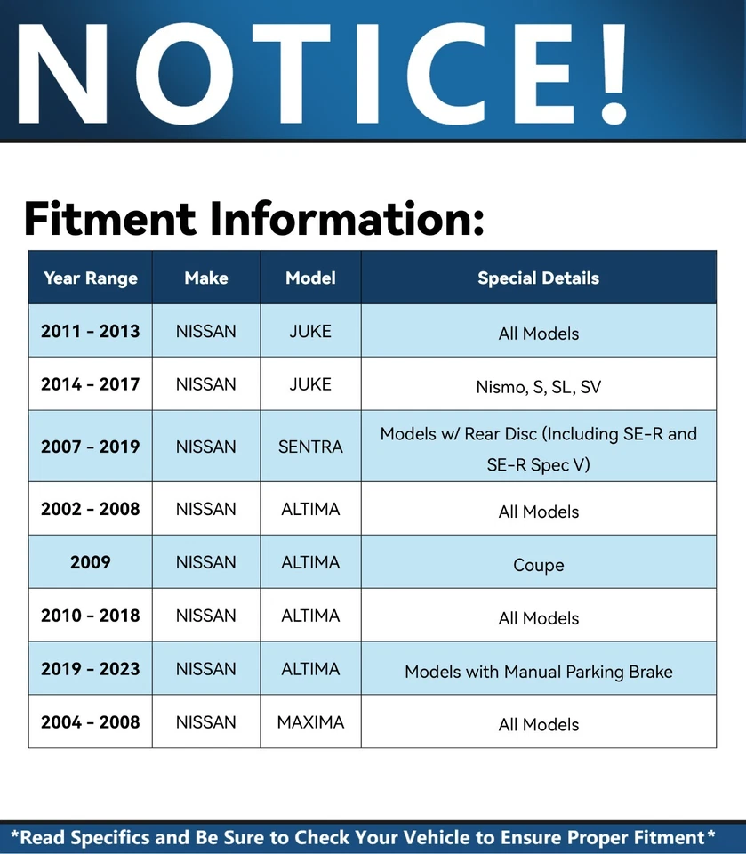 Rotores de freno de disco traseros pastillas de freno de cerámica para Nissan Altima Máxima Sentra Juke Foto 2 de 4