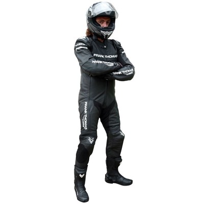 Frank Thomas Venom 1-teiliger Leder-Motorradanzug schwarz