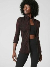 NWOT Athleta Shanti Jacquard Jacket, Antique Burgundy SIZE S 486698 T1212H