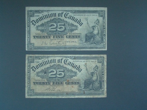** DUE rare banconote 1900 Dominion-of-Canada 25 centesimi**  - Foto 1 di 12