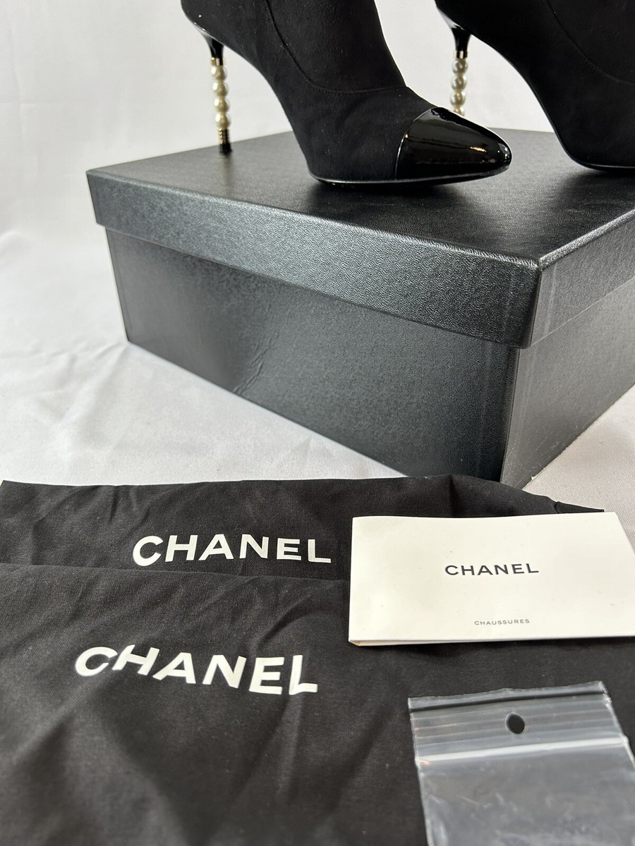 CHANEL Short Boots with Pearl Accents Heel -EU Size 41, U.S. Size