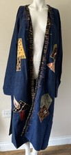 Women's Denim Coat Long Jacket Size 20-22 African Tribal