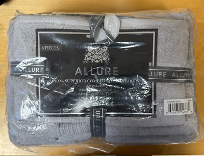 Allure 6-Piece Ultra-Soft 700GSM 100% Cotton Towel Set (Gray)