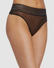 $45 Else Women's Black Solid Bare Mesh Thong Panty Size M/6-8
