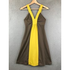 Patagonia Corinne Dress Size XS Brown Yellow V Neck Stretch Athletic Sleeveless