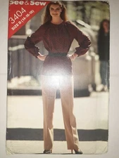 See & Sew Butterick 3404 Top Slacks Pants Sewing Pattern Ladies 14 16 18 UC FF