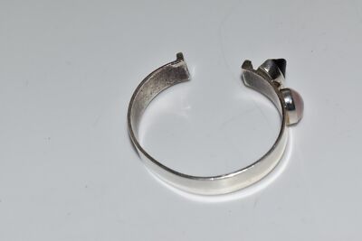 LILLY BARRACK Sterling Silver CUFF BRACELET -BROWN TOPAZ MOONSTONE?-43.80G(KJY6)