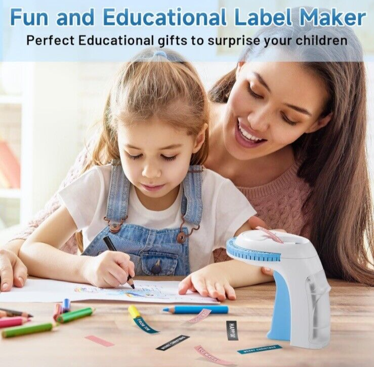 Portable Blue Embossing Label Maker with 1 Black Embossing Roll Portable Blue Embossing Label Maker with 1 Black Embossing Roll