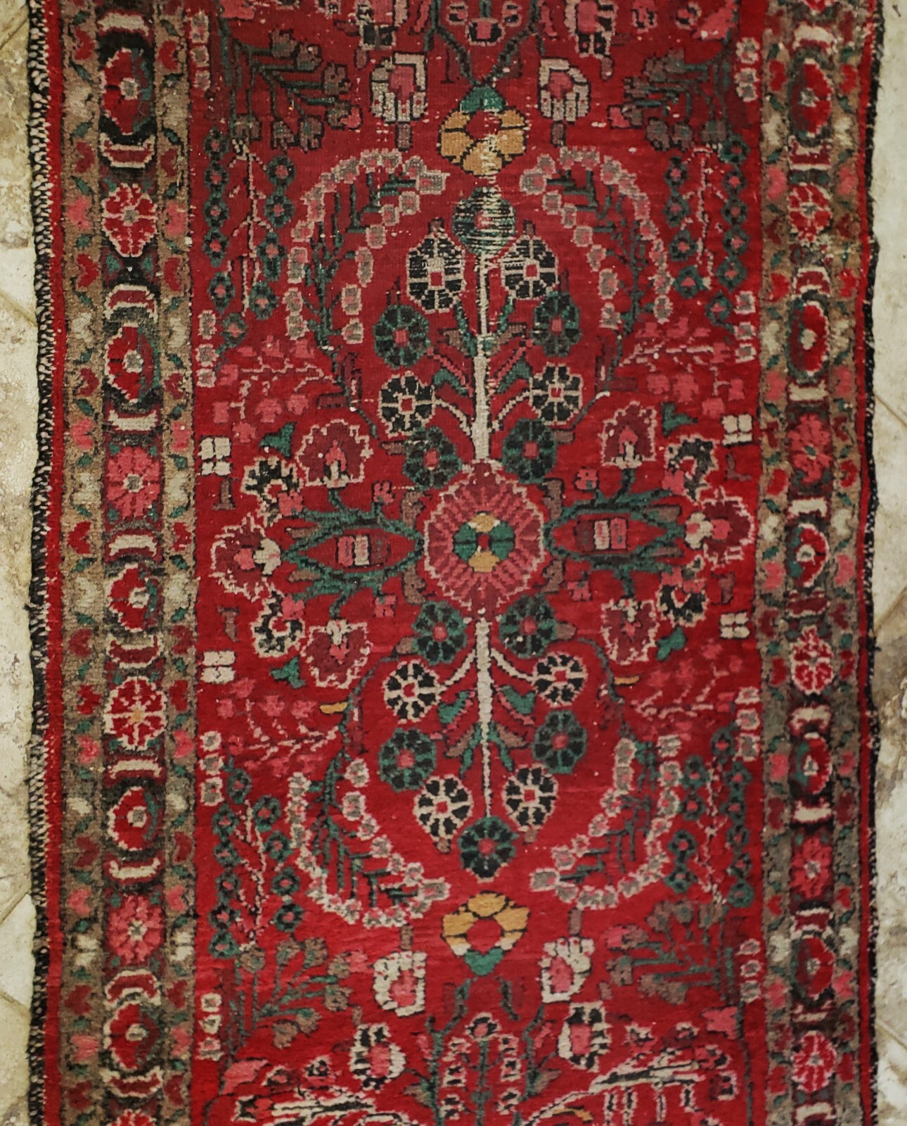 Vintage Traditional Tribal Caucasian Hand-Knotted Wool Runner 14'4" x 2'9"