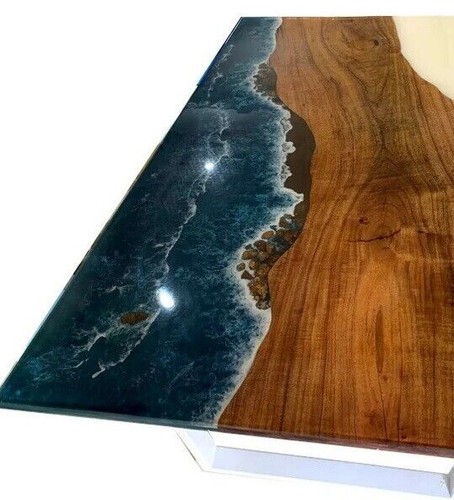 Natural Epoxy Resin Dining & Center Sofa CoffeeTable Acacia Wooden Furniture Dec - Picture 4 of 8