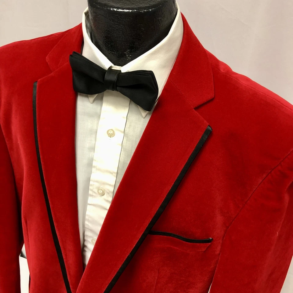 Abrigo deportivo de terciopelo rojo para hombre VELOUR esmoquin chaqueta formal esmoquin graduación blazer para fumar Foto 3 de 4