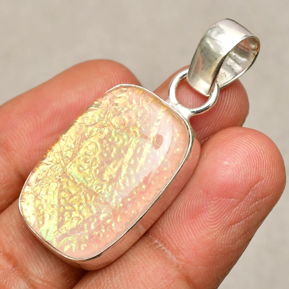 Ciondolo gioiello in argento sterling 925 fatto a mano con pietra preziosa op... - Immagine 2 di 4