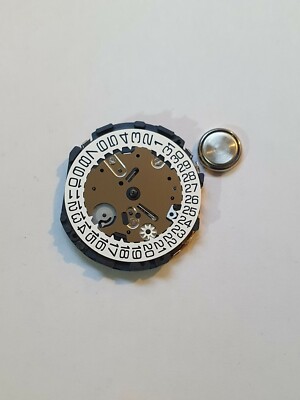 Quartz Watch Movement, Hattori VR32B Black Figures on White Background Chrono