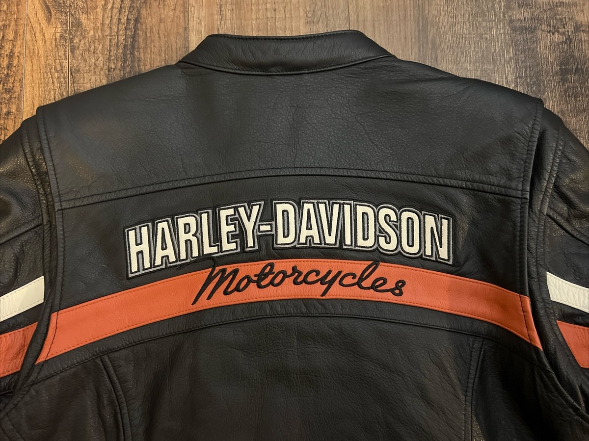 Harley Davidson Women SPORTY Black Leather Jacket XL Orange Harley Davidson Women SPORTY Black Leather Jacket XL Orange