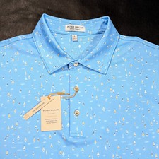 Peter Millar Crown Sport Sailing Away Print Summer Comfort Polo Size M L 2XL