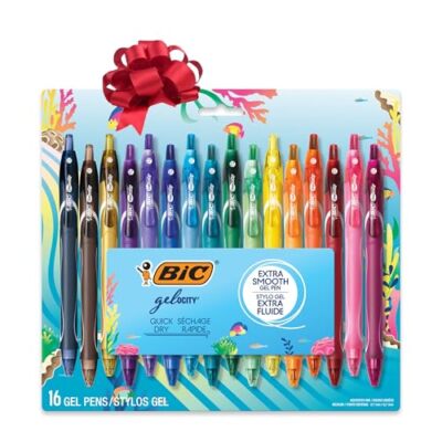 BIC Gelocity Quick Dry Gel Pens Pack of 16 Assorted Colors Smooth Writing