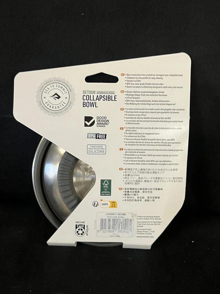 Cuenco Plegable Sea to Summit Detour Acero Inoxidable - Negro Beluga Mediano Foto 2 de 2
