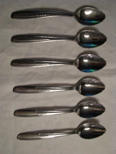 Six Stainless Steel 6" Grapefruit Spoons