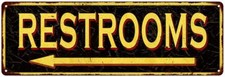 RESTROOMS Left ArrowVintage Looking Metal Sign Home Decor 106180032009