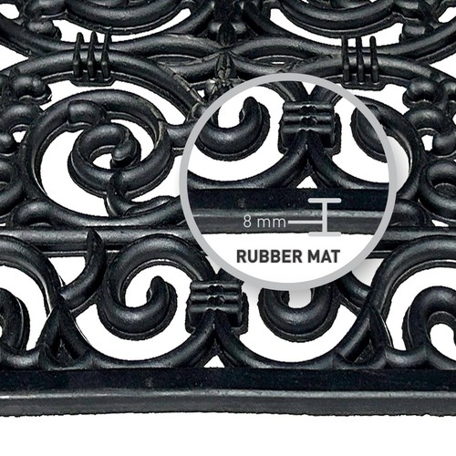 Heavy Duty Large Wrought Effect Indoor/Outdoor Rubber Entrance Doormat 45X75cm, - Picture 5 of 6