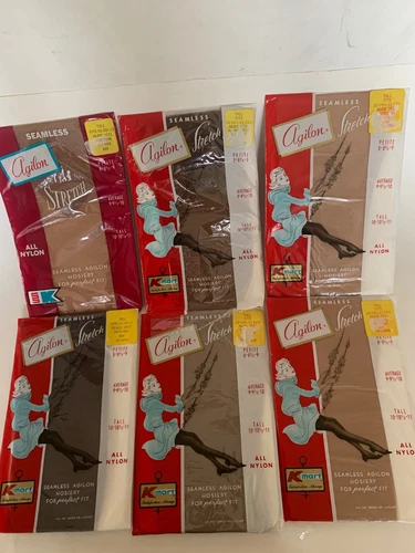 Vintage 6 KMart Seamless Stretch Agilon Thigh High Stockings Size Tall 10 - 11