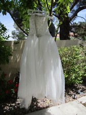 WEDDING GOWN DRESS 14 DAVIDS BRIDLE With Veil White And Zippered Bag