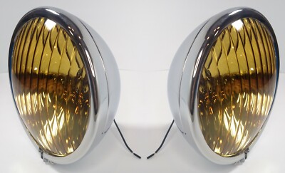 Pair Amber Fog Lights w/ Smooth Lens Vintage Style 12V for 1936-38 Chevrolet