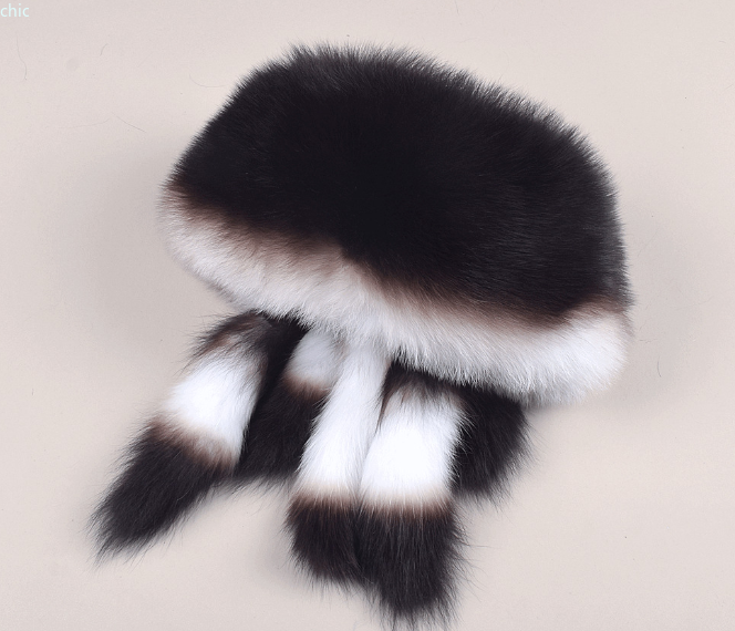 Covered Real Fox Fur Hat Russian Rabbit Fur Warm Cossack Cap  display picture 1