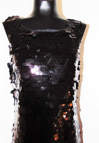 Vintage 1990s Large Black Sequins Dress 