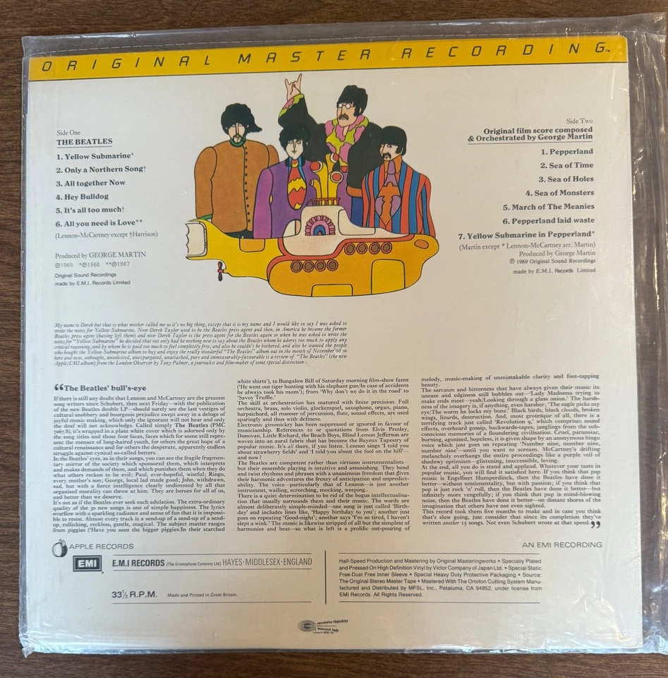 BEATLES Yellow Submarine Original Master Recording MFSL LP (SEALED) - Image 2 of 3