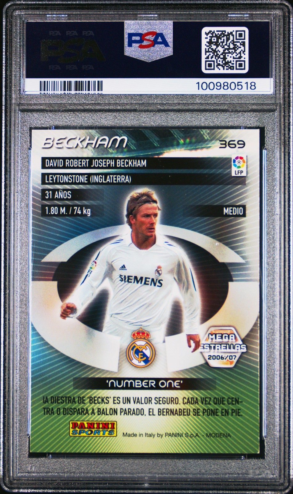 2006 PANINI MEGA CRACKS #369 DAVID BECKHAM PSA 7 view 2
