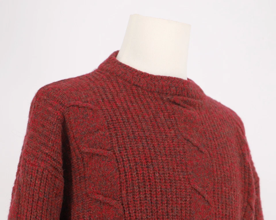 Suéter RALPH LAUREN CHAPS VINTAGE 100 % Lana Tejido con Cable Cuello Redondo Rojo Talla L Foto 4 de 4