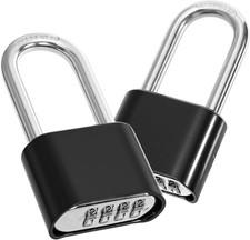 2 Pack 4 Digit Heavy Duty Combination Lock, Long Waterproof Shackle Padlock, ...