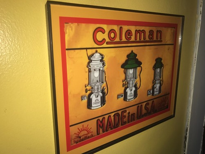#ad Coleman Camping Lanterns Sporting Goods Store Bar Man Cave Framed Sign $24.99
